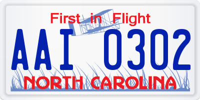 NC license plate AAI0302