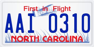 NC license plate AAI0310