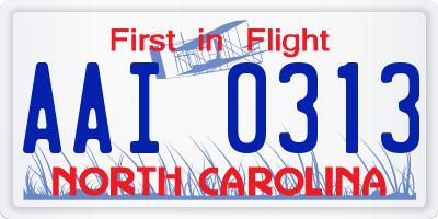 NC license plate AAI0313