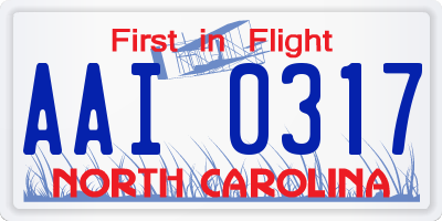 NC license plate AAI0317