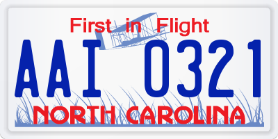 NC license plate AAI0321