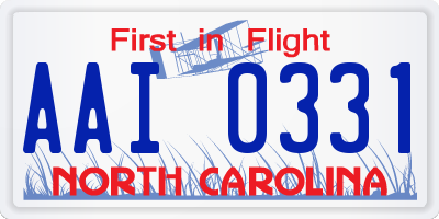 NC license plate AAI0331