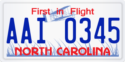 NC license plate AAI0345
