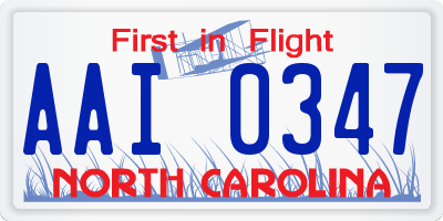 NC license plate AAI0347