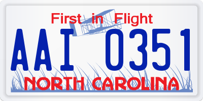 NC license plate AAI0351