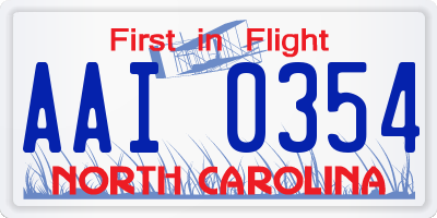 NC license plate AAI0354