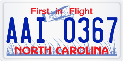 NC license plate AAI0367