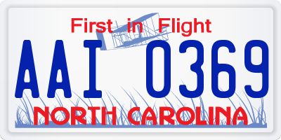 NC license plate AAI0369