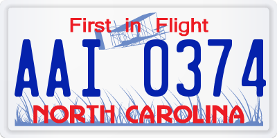 NC license plate AAI0374