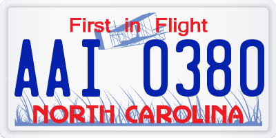 NC license plate AAI0380