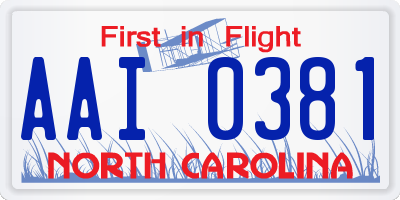 NC license plate AAI0381