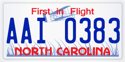 NC license plate AAI0383