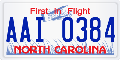 NC license plate AAI0384