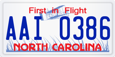 NC license plate AAI0386