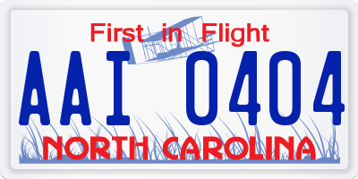NC license plate AAI0404