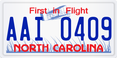 NC license plate AAI0409