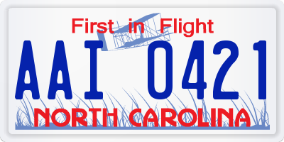 NC license plate AAI0421