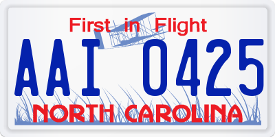 NC license plate AAI0425