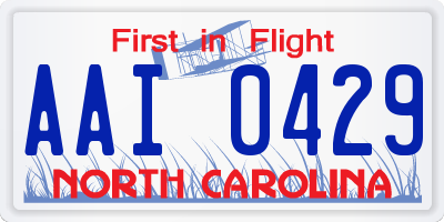 NC license plate AAI0429