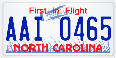 NC license plate AAI0465