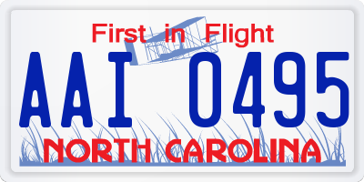 NC license plate AAI0495