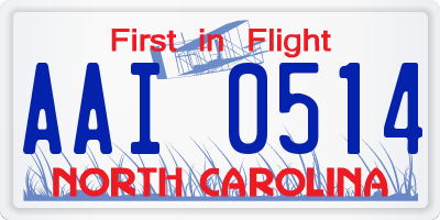 NC license plate AAI0514