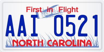 NC license plate AAI0521