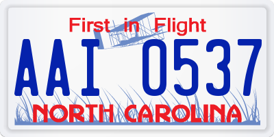 NC license plate AAI0537