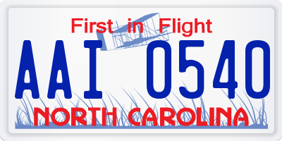 NC license plate AAI0540