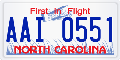 NC license plate AAI0551