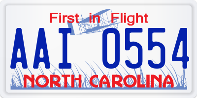 NC license plate AAI0554