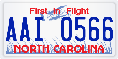 NC license plate AAI0566