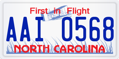 NC license plate AAI0568