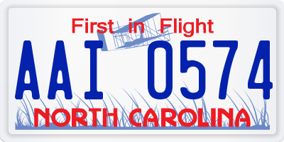 NC license plate AAI0574