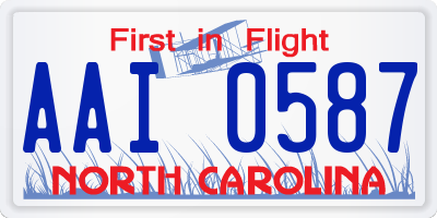 NC license plate AAI0587
