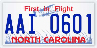 NC license plate AAI0601