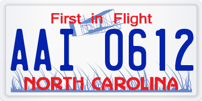 NC license plate AAI0612