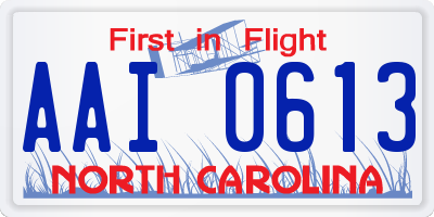 NC license plate AAI0613