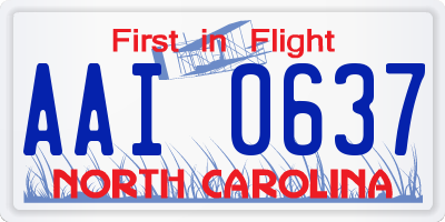 NC license plate AAI0637