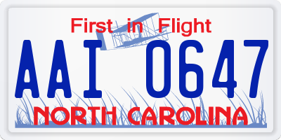NC license plate AAI0647