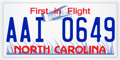 NC license plate AAI0649