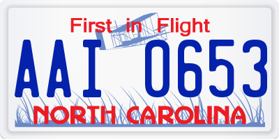 NC license plate AAI0653