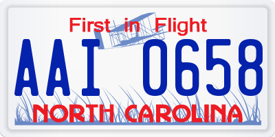 NC license plate AAI0658