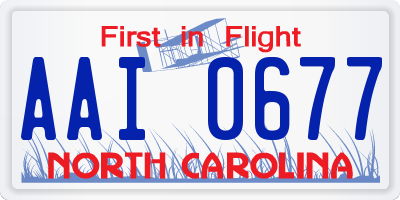 NC license plate AAI0677