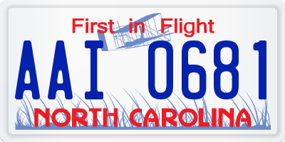NC license plate AAI0681