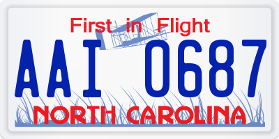 NC license plate AAI0687