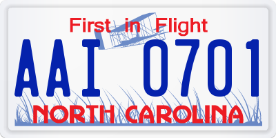 NC license plate AAI0701