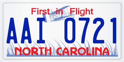 NC license plate AAI0721