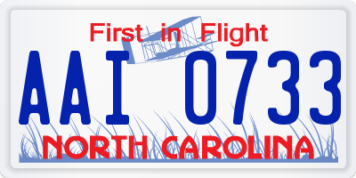 NC license plate AAI0733