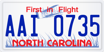 NC license plate AAI0735